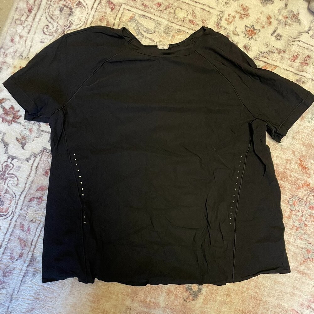 Lululemon UV Protection Fold-Over Running T-Shirt Black size 4